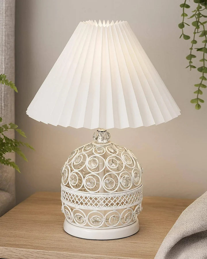 Elegant Vintage Crystal Bedside Table Lamp